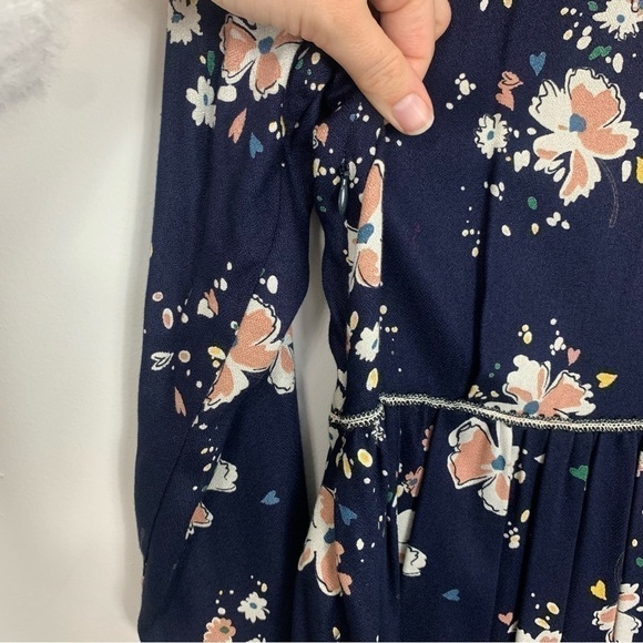 La Petite Francaise Navy Blue Floral Print Dress Size Medium - Picture 10 of 12